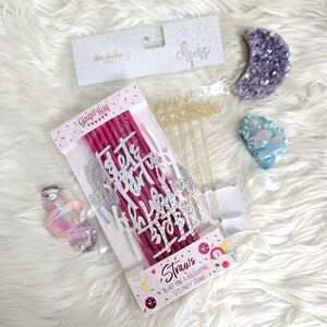NWT • Holographic Pink and Gold Straws & Stirrers Celebration Bundle
